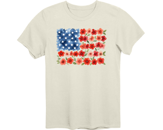 American Flag Of Flowers