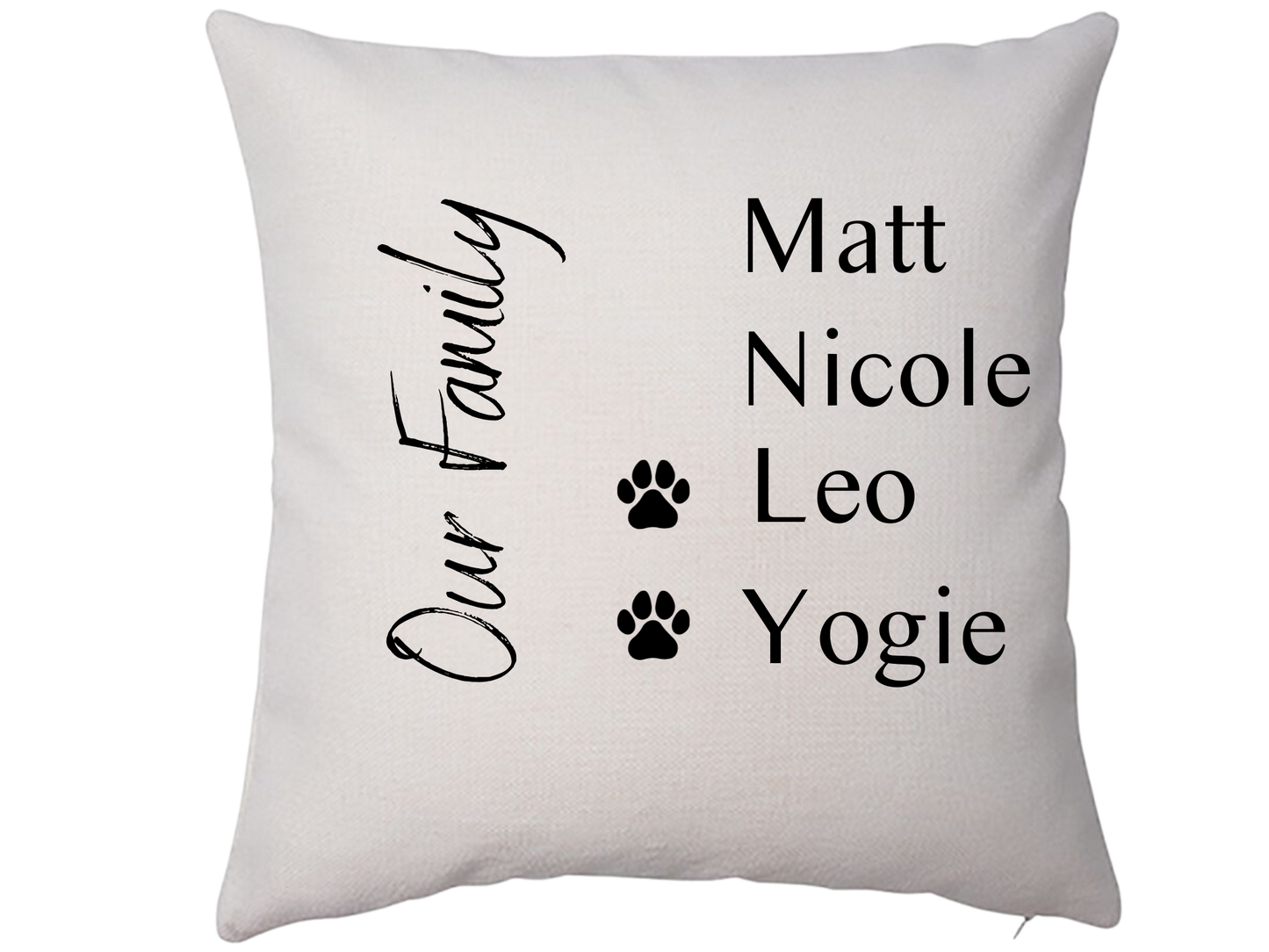 Personalized Family Names Pillow