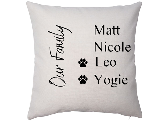 Personalized Family Names Pillow