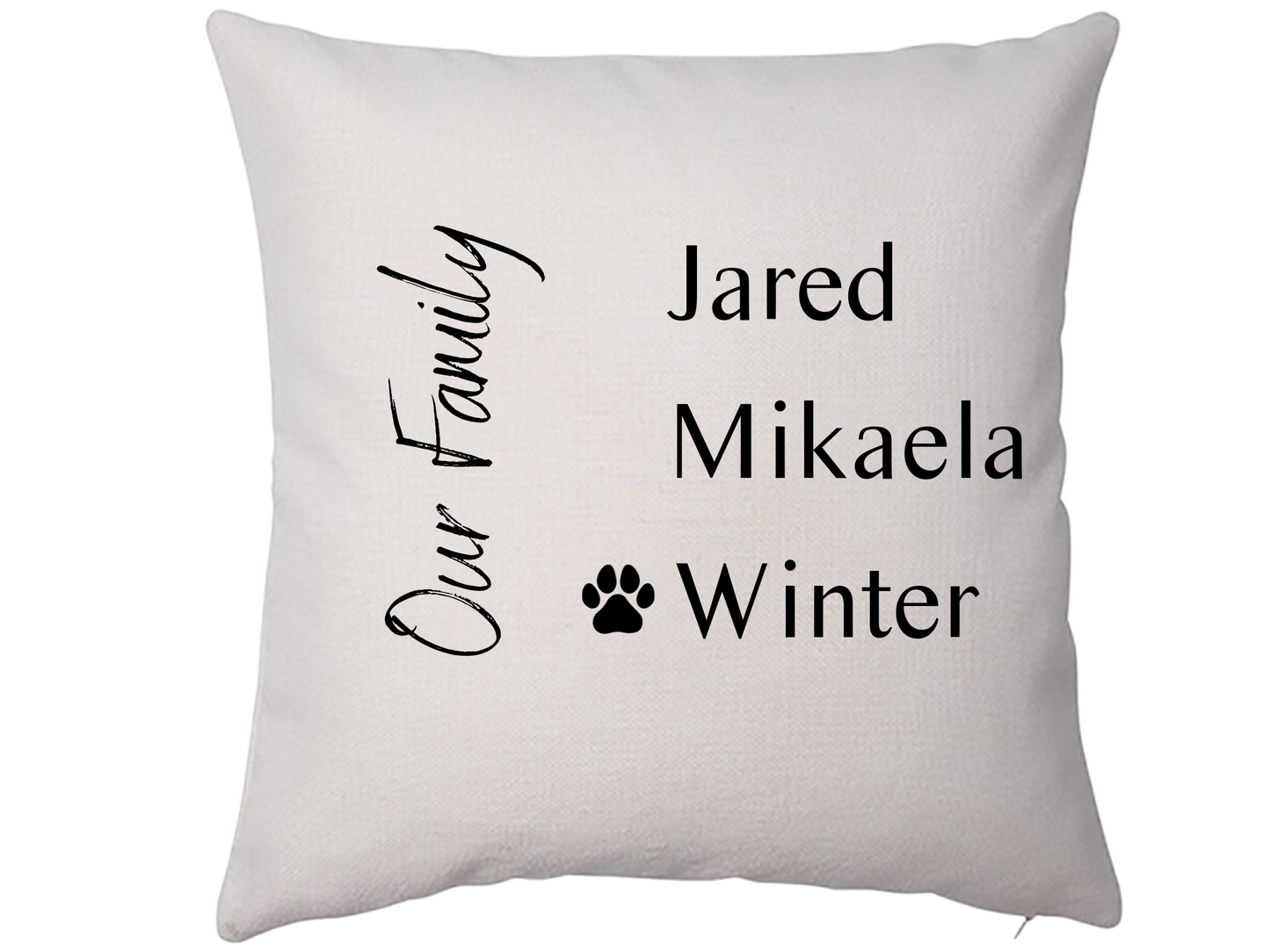 Personalized Family Names Pillow