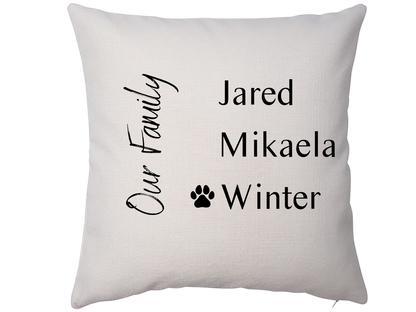 Personalized Family Names Pillow