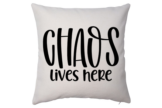 Chaos Lives Here Throw Pillow