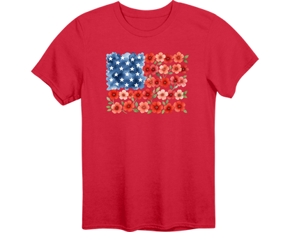 American Flag Of Flowers