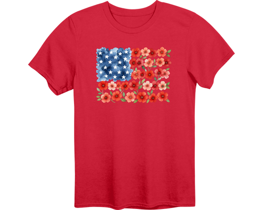 American Flag Of Flowers