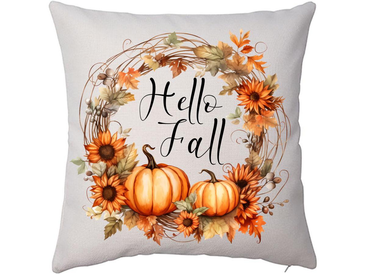 Hello Fall Wreath Pillow