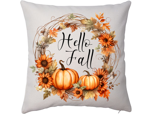 Hello Fall Wreath Pillow