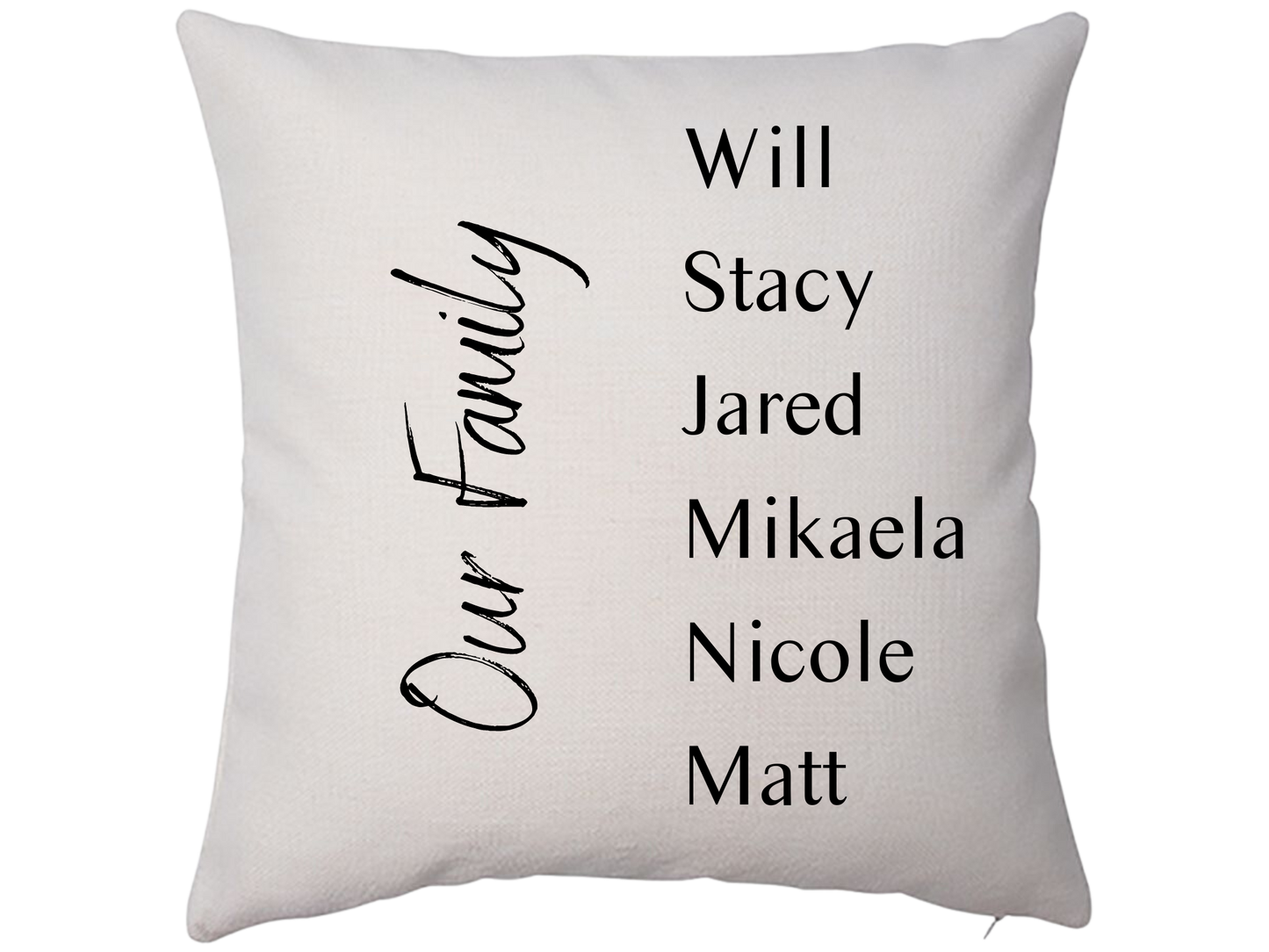 Personalized Family Names Pillow