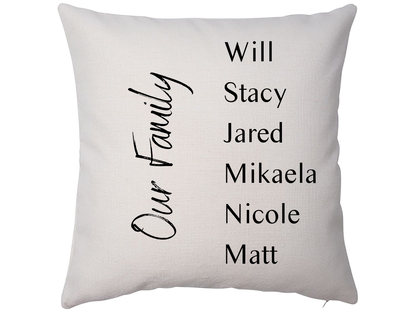 Personalized Family Names Pillow