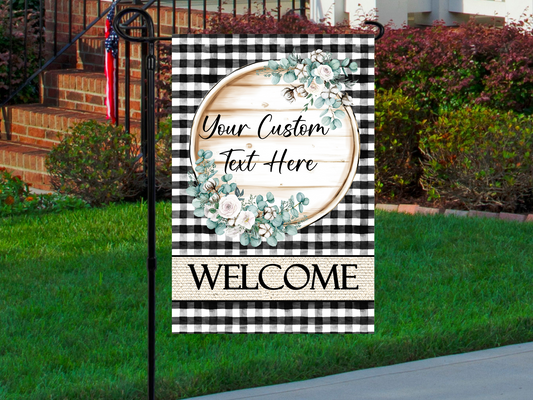 Buffalo Plaid Welcome Yard Flag