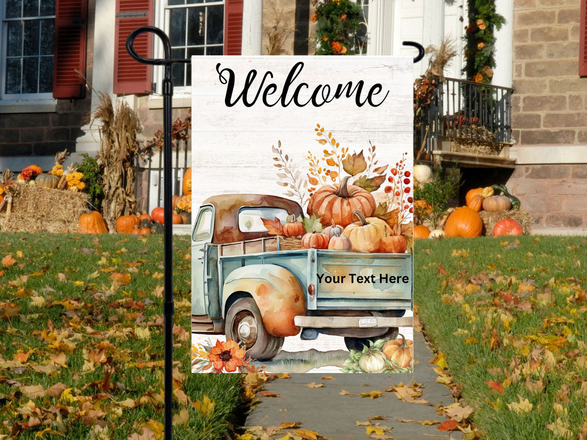 Fall Truck Custom Personalization Yard Flag
