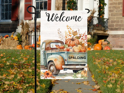 Fall Truck Custom Personalization Yard Flag